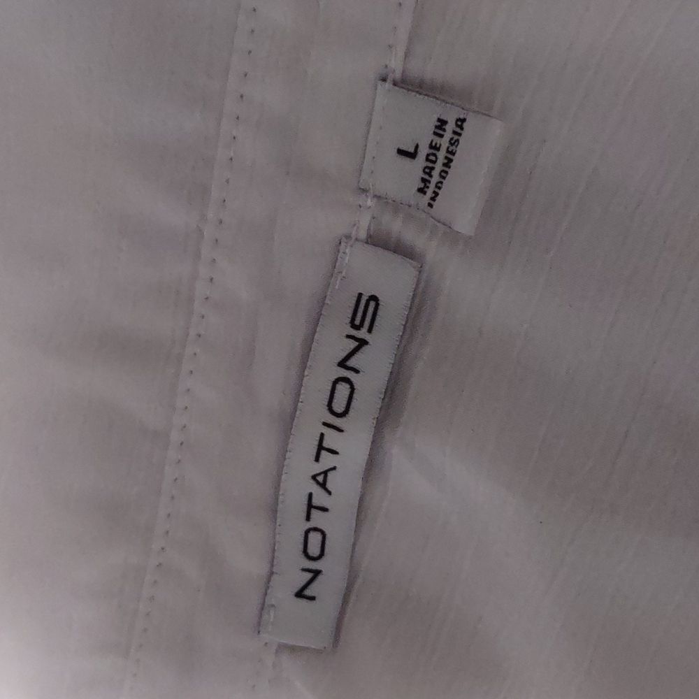 Notations White Collared Long Sleeve Tops Size L Roll Tab 100% Polyester - Picture 13 of 15